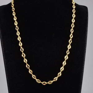 French INS style oval coffee bean chain necklace in 18K gold plated stainless steel