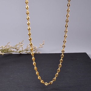 French INS style 18K gold plated stainless steel oval coffee bean link necklace for women