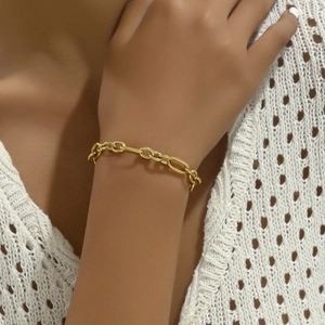 Massives 18K vergoldetes Gliederkettenarmband mit ovalen Gliedern für Damenmode