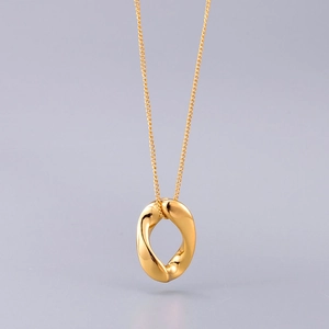 Edelstahl Halskette Damen Gedrehter Ovaler Anhänger Gold Silber Plattiert Möbiusschleife Kette Modeschmuck Geschenk