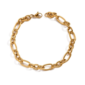 Massives 18K vergoldetes Gliederkettenarmband mit ovalen Ringen und großem Karabinerverschluss