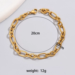 Massives 18K vergoldetes Gliederkettenarmband mit Karabinerverschluss, 20 cm lang