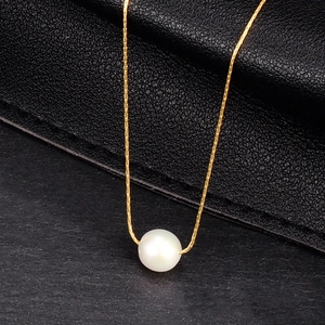 316L Edelstahl 18K Vergoldet Minimalistische Süßwasserperlen Halskette Für Damen Elegante Einzelperlen Choker Schmuck Geschenk