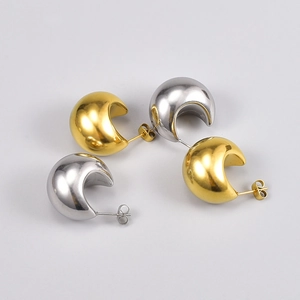 French Vintage Chunky Teardrop Hollow Hoop Earrings For Women Minimalist 316L Stainless Steel 18K Gold Silver Plated Irregular Jewelry
