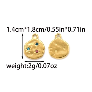 Pendentifs baroques en acier doré 18K avec zircons en étoile pour création bijoux