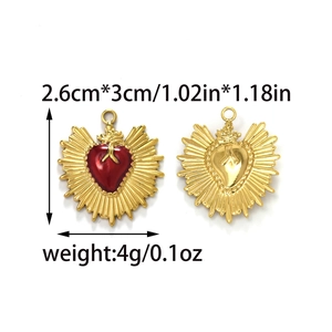 Franse vintage roestvrijstalen hart- en kroonhangers met email voor DIY-sieraden