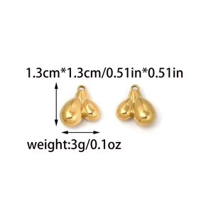 Golden 18K gold-plated stainless steel testicle pendants with polished finish and rings