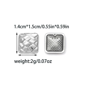 Colgante cuadrado de acero inoxidable con textura tejida para joyería DIY y medidas