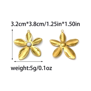 18K gold plated flower charms for DIY jewelry making featuring 3.2cm size and 5g weight