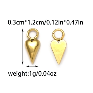 Detailed size and weight view of two golden heart-shaped evil eye jewelry pendants