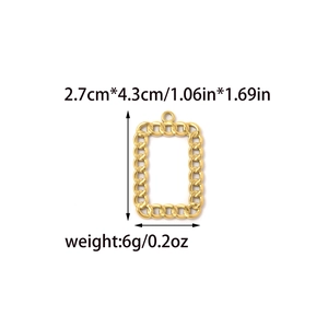 Minimalist gold hollow rectangular chain link pendant for DIY jewelry and keychains