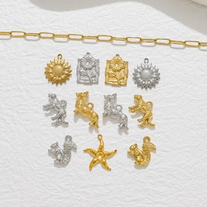 Ciondoli in Acciaio Inossidabile Animali Piante Accessori per Creazione Gioielli Fai da Te Girasole Leopardo Scoiattolo Cane Stella Marina Solo Ciondolo