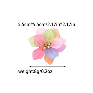 Colorful acrylic flower pendant with matte petals and gold center 5.5cm diameter