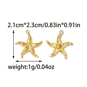 Golden starfish stainless steel pendants for DIY necklace jewelry making accessories