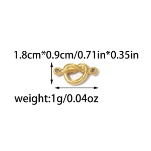 Golden knot pendant connector 1.8cm x 0.9cm for DIY jewelry making size and weight detail