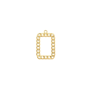 Minimalist 18K gold plated stainless steel rectangular pendant with Cuban link texture