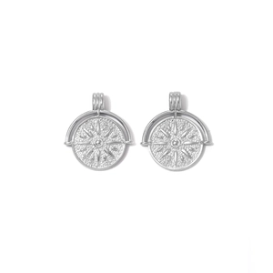 Colgante brújula de lujo francés en acero inoxidable chapado en oro 18K para collares DIY