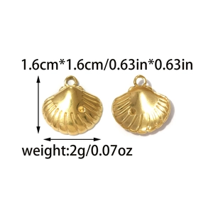 Gold shell pendants made of stainless steel for DIY jewelry making and necklaces