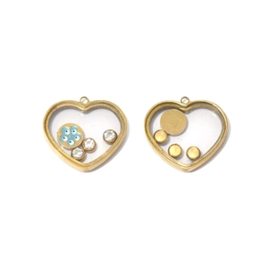 Hartvormige 18K vergulde medaillons met transparant hol ontwerp voor DIY ketting sieraden