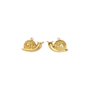 Golden snail charms for DIY necklaces featuring a spiral shell texture and a polished finish