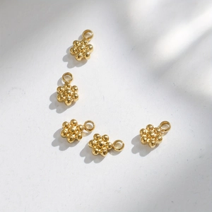 Elegant gold flower pendants with ball petal design and ring hooks for jewelry DIY