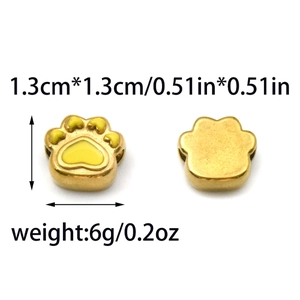 Ciondoli zampa di gatto dorati con smalto giallo per gioielli, 1,3 cm con dimensioni