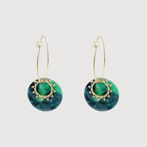 Damen Creolen Edelstahl 14K Gold Vergoldet Mit Marmor Textur Acryl Geometrischen Anhängern Im Koreanischen Stil Schmuck