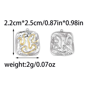 Quadratische Edelstahlanhänger mit Hammerschlag-Textur für DIY-Schmuck in Silber und Gold