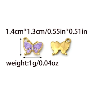 Ciondolo farfalla in smalto viola con bordo in oro 18K per creazione di gioielli