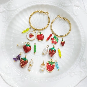 Roestvrij Stalen Emaille Fruit Hangers DIY Sieraden Maken Benodigdheden Aardbei Appel Kers Bedeltjes Voor Kettingen Sleutelhangers Handgemaakte DIY Knutselbenodigdheden