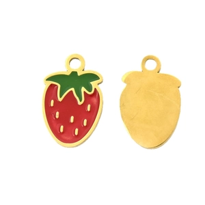Schattige aardbei roestvrijstalen hanger met rood emaille voor DIY sieraden maken projecten