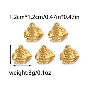 Goldene Fisch-Anhänger 1,2cm x 1,2cm Edelstahl-Schmuckanhänger für DIY-Bastelsets, 5 Stück