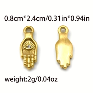 Orecchini pendenti geometrici mano di Hamsa e malocchio placcati in oro 14K per donna