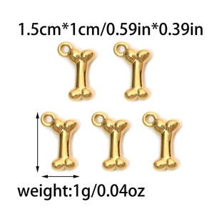 5Pcs 18K gold plated stainless steel bone charms for DIY necklace and bracelet making