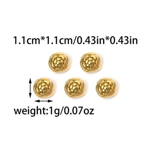 18k gold plated stainless steel rose beads for DIY jewelry making 1.1cm floral charms