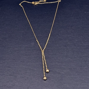 Elegante 18K vergoldete Edelstahl-Pulloverkette mit Quasten und runden Goldperlen