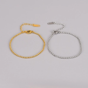 Minimalistisches 316L Edelstahl Armband Für Damen 18K Vergoldet Rundgliederkette Armband Mit K18 Anhänger Schmuck Geschenk