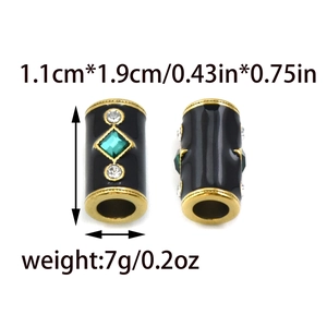 304 Edelstahl-Perlen schwarz mit grünem Diamanten und Goldrand für DIY-Schmuck