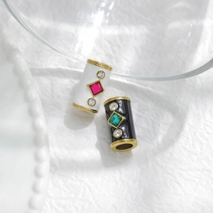 Street style stainless steel enamel charms with zircon inlay for DIY jewelry making