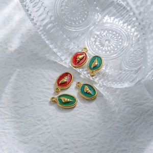 18K gold plated stainless steel sea shell charms with colorful enamel for DIY jewelry