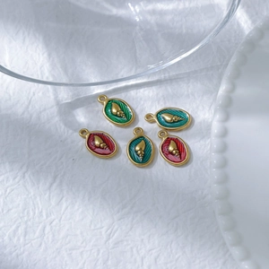 18K gold plated stainless steel ocean conch pendants with colorful enamel inlay