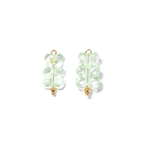 Pair of light green translucent bear charms with 18K gold plated metal components