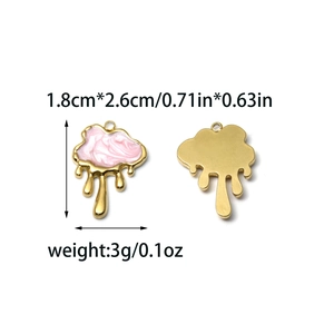 Colgante nube esmalte rosa con borde dorado para joyería artesanal 1.8x2.6cm