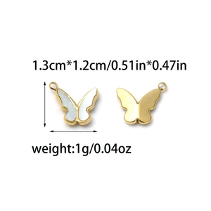 Colgante mariposa de acero inoxidable chapado en oro 18K con incrustación de nácar
