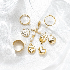 Golden stainless steel heart daisy and cross charms for DIY jewelry making