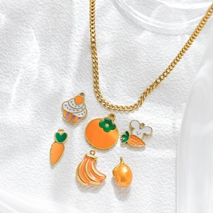 Colgantes de Comida y Fruta de Dibujos Animados de Acero Inoxidable Esmaltados para Creación de Joyas DIY Pulsera Collar Accesorios