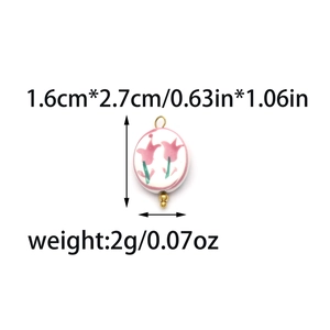 Roze keramische bloemenhanger met gouden oog voor DIY-sieraden 1,6x2,7cm