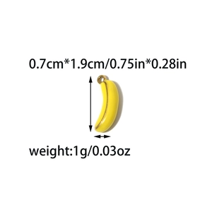 Handmade banana enamel pendant charm in yellow and gold stainless steel for jewelry DIY