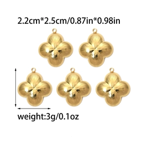 Goldene Kleeblatt-Anhänger aus Edelstahl mit radialer Textur für DIY-Schmuck