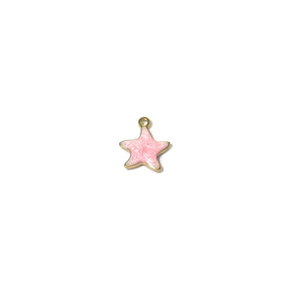Pale pink starfish pendant with gold-plated trim and marble texture for DIY jewelry